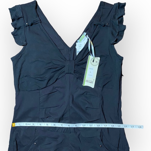 NWT Dolcezza Stretch Sleeveless Black Midi Dress Size Large - Picture 6 of 11